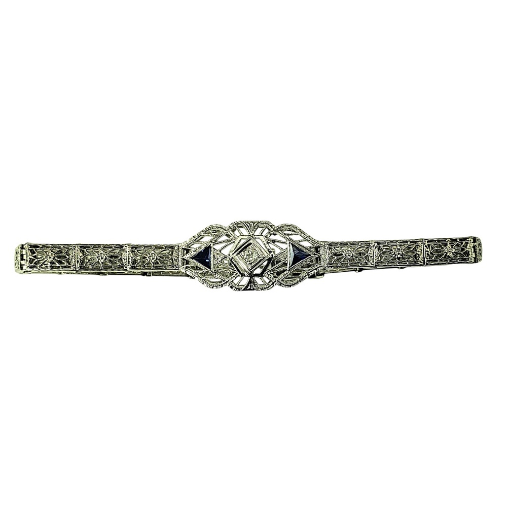 14 Karat White Gold Filigree and Diamond Bracelet #21868